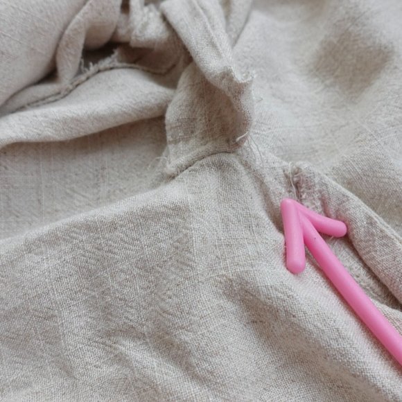 Everly Dress Size Small Linen Wrap Short Mini Casual Surplice Sundress Beige - Picture 9 of 10